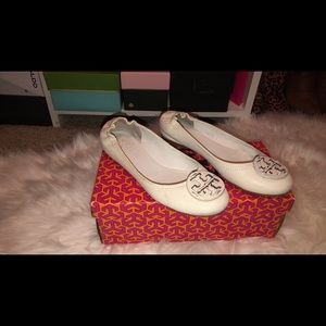 Tory Burch White Patent Reva Ballet Flats